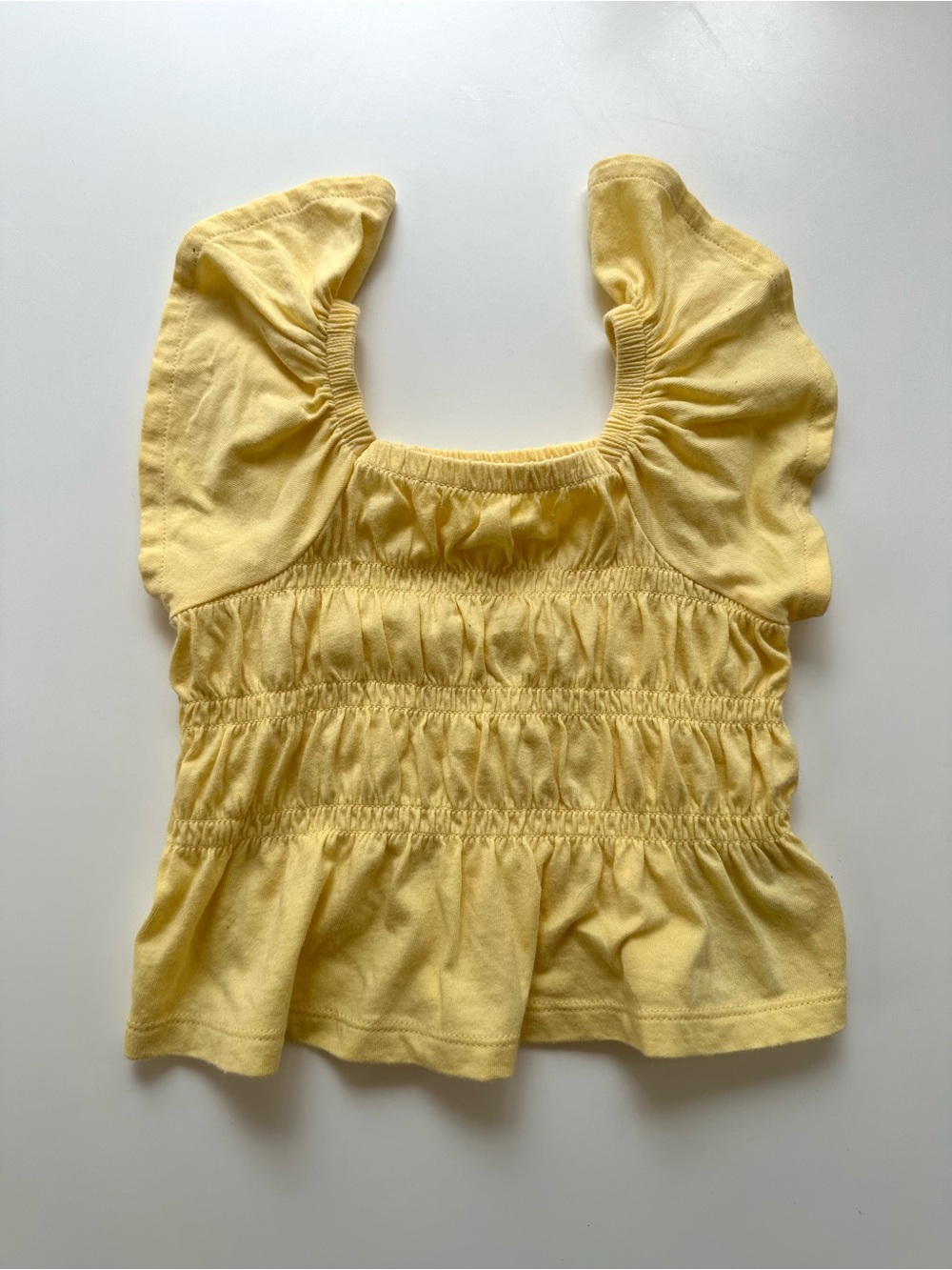 GAP Baby & Toddler Smocked Yellow Flutter-Sleeve Top 12-18 months